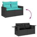 9-tlg. Garten-Sofagarnitur mit Kissen Schwarz Poly Rattan