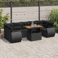 8-tlg. Garten-Sofagarnitur mit Kissen Schwarz Poly Rattan