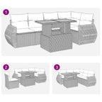 6-tlg. Garten-Sofagarnitur mit Kissen Grau Poly Rattan