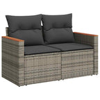 5-tlg. Garten-Sofagarnitur mit Kissen Grau Poly Rattan Akazie