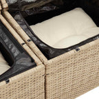 6-tlg. Garten-Sofagarnitur mit Kissen Beige Poly Rattan Akazie