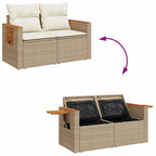 8-tlg. Garten-Sofagarnitur mit Kissen Beige Poly Rattan Akazie