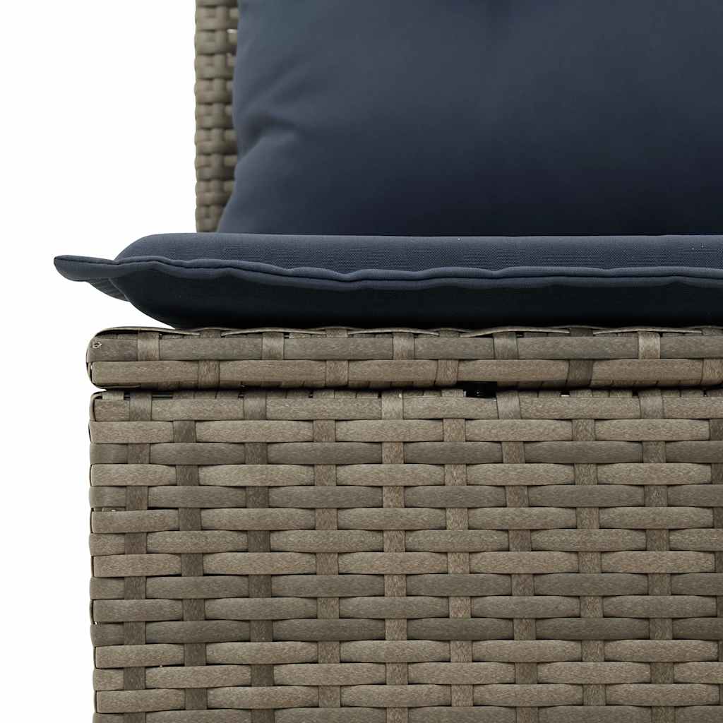 9-tlg. Garten-Sofagarnitur mit Kissen Grau Poly Rattan