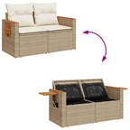 8-tlg. Garten-Sofagarnitur mit Kissen Beige Poly Rattan Akazie