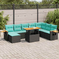 10-tlg. Garten-Sofagarnitur mit Kissen Schwarz Poly Rattan
