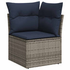 11-tlg. Garten-Sofagarnitur mit Kissen Grau Poly Rattan Akazie