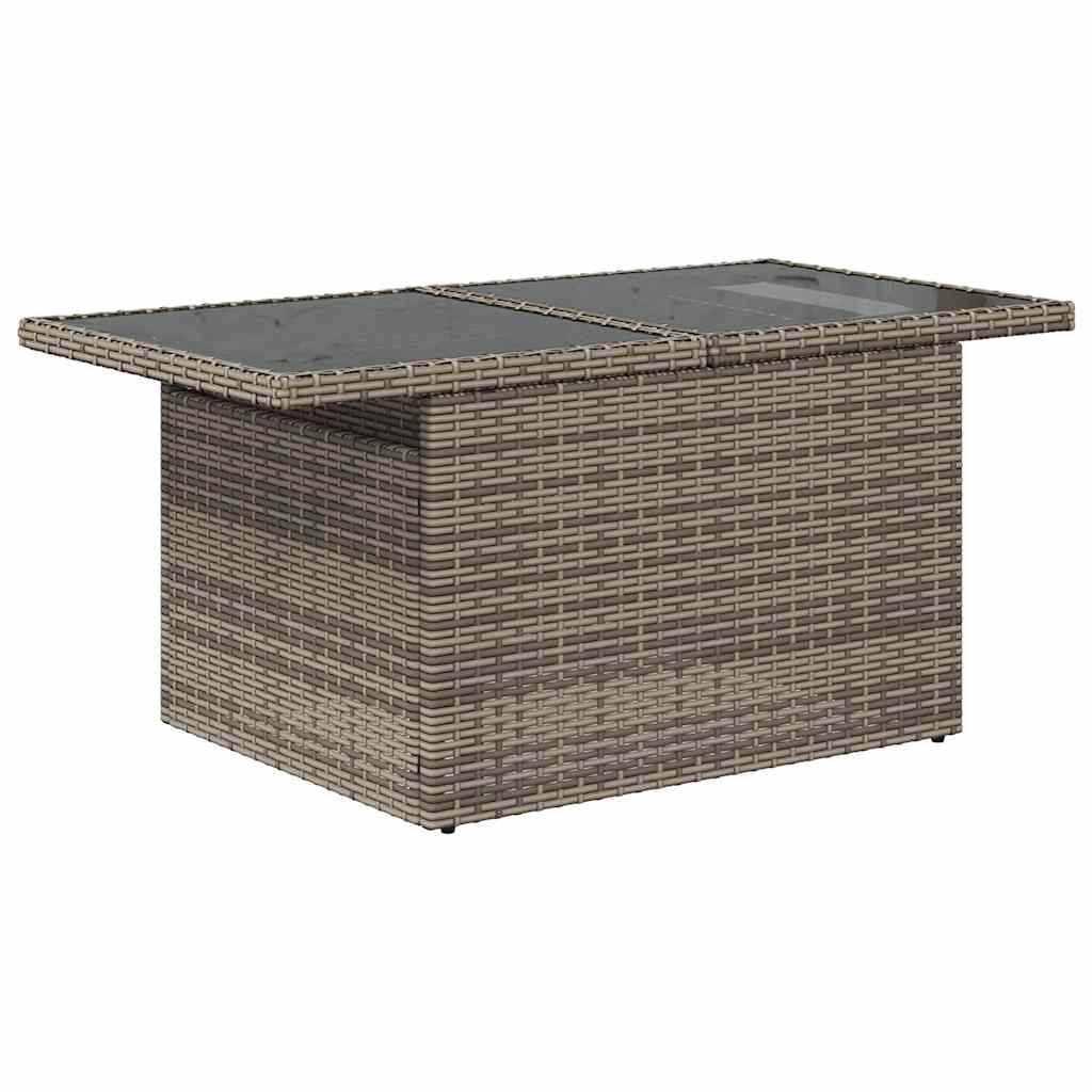 6-tlg. Garten-Sofagarnitur mit Kissen Grau Poly Rattan Akazie