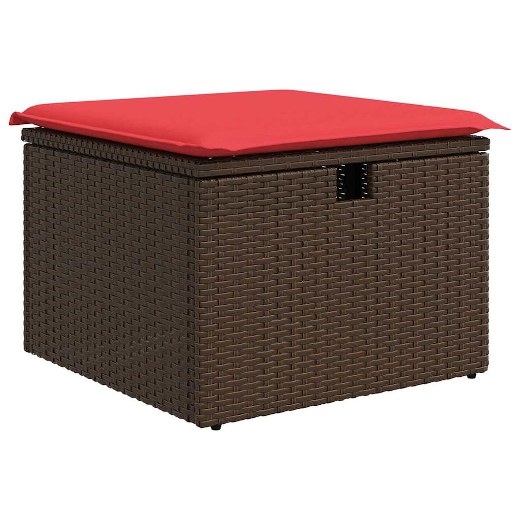 8-tlg. Garten-Sofagarnitur mit Kissen Braun Poly Rattan