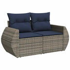 9-tlg. Garten-Sofagarnitur mit Kissen Braun Poly Rattan Akazie
