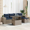 6-tlg. Garten-Sofagarnitur mit Kissen Braun Poly Rattan Akazie