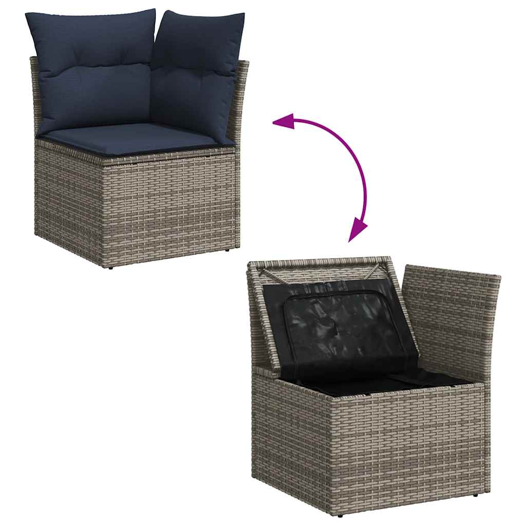 7-tlg. Garten-Sofagarnitur mit Kissen Braun Poly Rattan Akazie