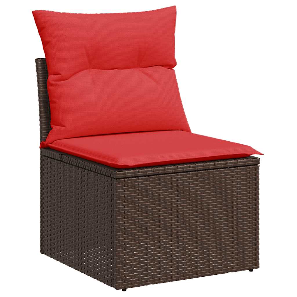 7-tlg. Garten-Sofagarnitur mit Kissen Schwarz Poly Rattan