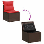 7-tlg. Garten-Sofagarnitur mit Kissen Schwarz Poly Rattan