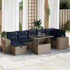 8-tlg. Garten-Sofagarnitur mit Kissen Braun Poly Rattan Akazie