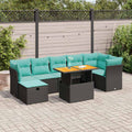8-tlg. Garten-Sofagarnitur mit Kissen Grau Poly Rattan Akazie