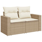 8-tlg. Garten-Sofagarnitur mit Kissen Beige Poly Rattan Akazie
