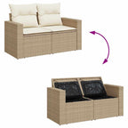 8-tlg. Garten-Sofagarnitur mit Kissen Beige Poly Rattan Akazie