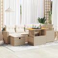 8-tlg. Garten-Sofagarnitur mit Kissen Beige Poly Rattan Akazie