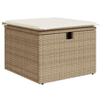 6-tlg. Garten-Sofagarnitur mit Kissen Beige Poly Rattan Akazie