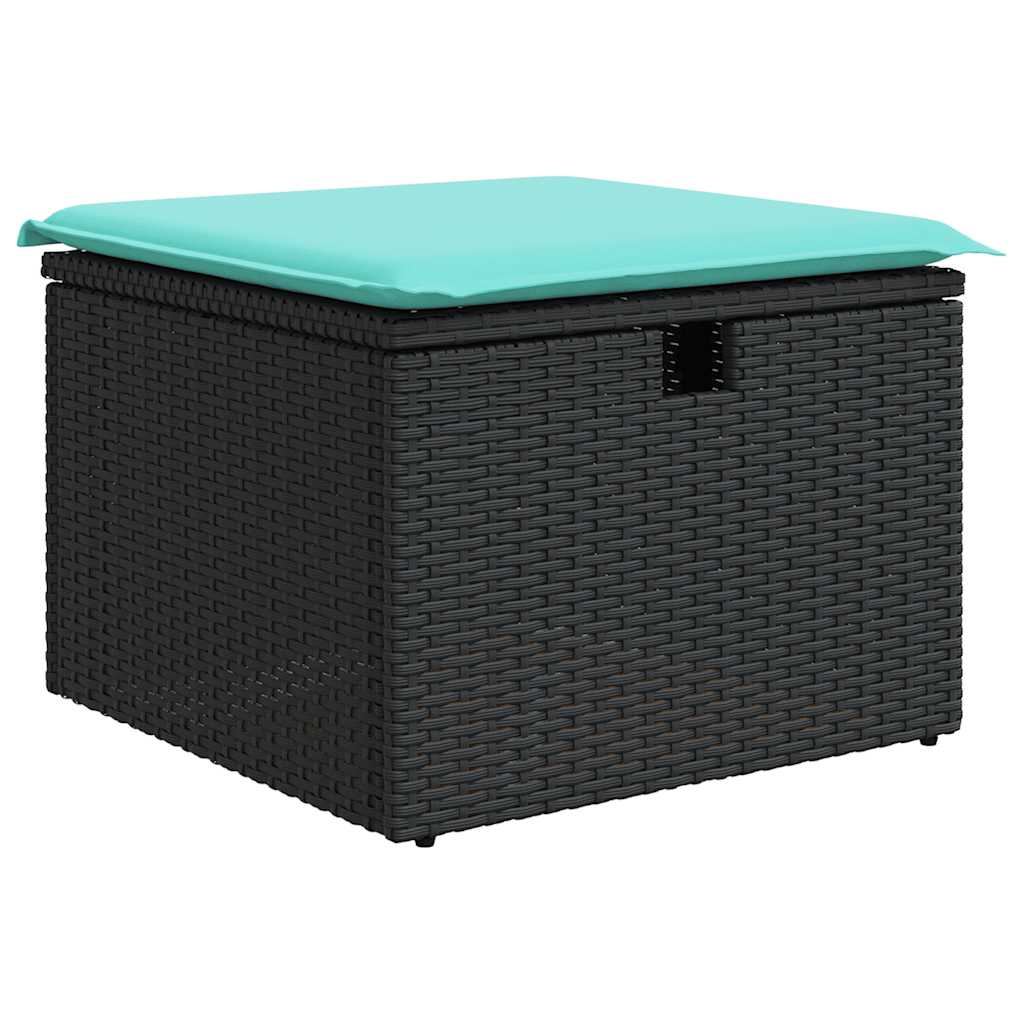 7-tlg. Garten-Sofagarnitur mit Kissen Braun Poly Rattan Akazie