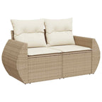 8-tlg. Garten-Sofagarnitur mit Kissen Beige Poly Rattan Akazie