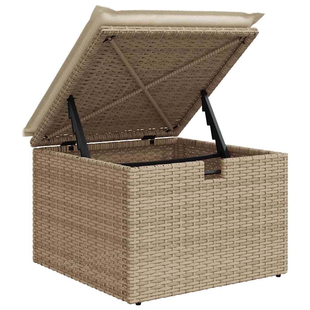 5-tlg. Garten-Sofagarnitur mit Kissen Beige Poly Rattan