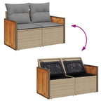 8-tlg. Garten-Sofagarnitur mit Kissen Beige Poly Rattan