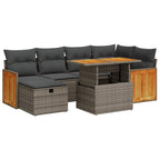 8-tlg. Garten-Sofagarnitur mit Kissen Grau Poly Rattan