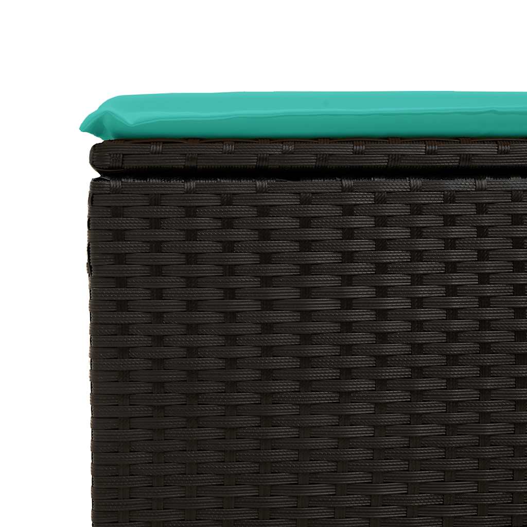 2-tlg. Garten-Sofagarnitur mit Kissen Schwarz Poly Rattan