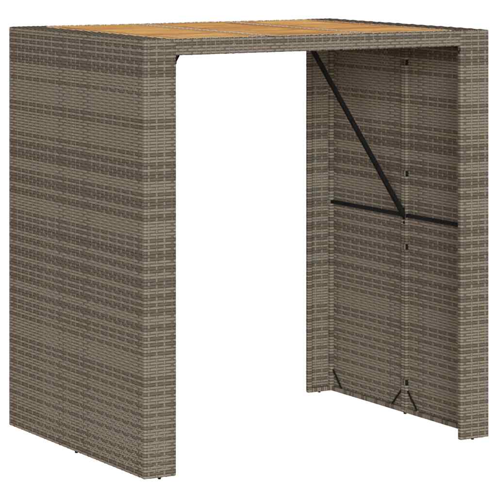 5-tlg. Gartenbar-Set ohne Kissen Grau Poly Rattan Akazie