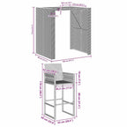 5-tlg. Gartenbar-Set ohne Kissen Grau Poly Rattan Akazie