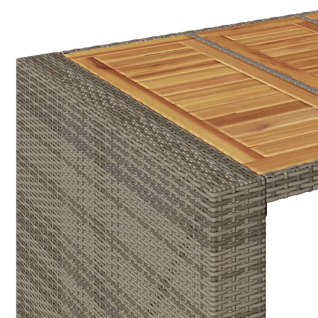 5-tlg. Gartenbar-Set ohne Kissen Grau Poly Rattan Akazie