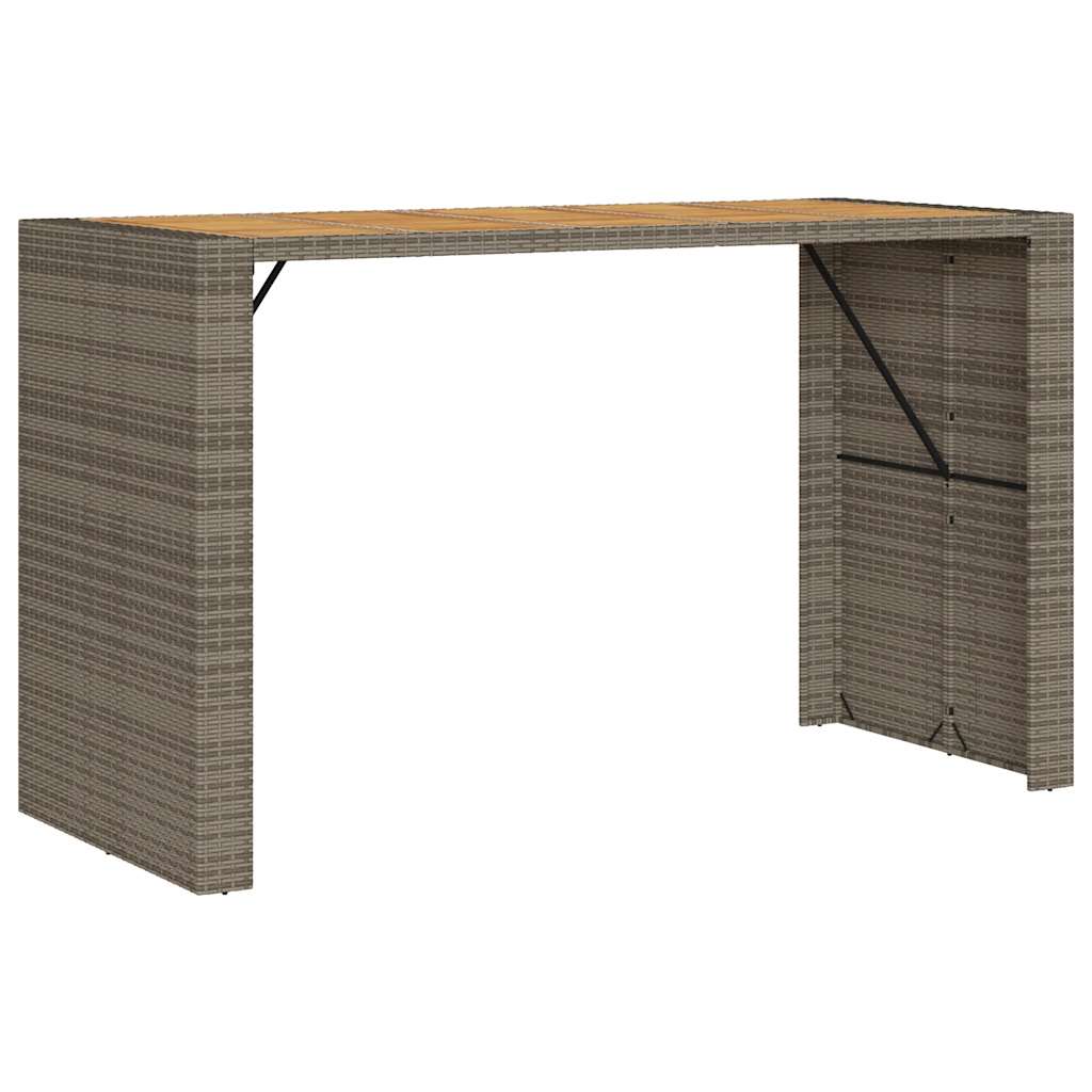 7-tlg. Gartenbar-Set ohne Kissen Grau Poly Rattan Akazie