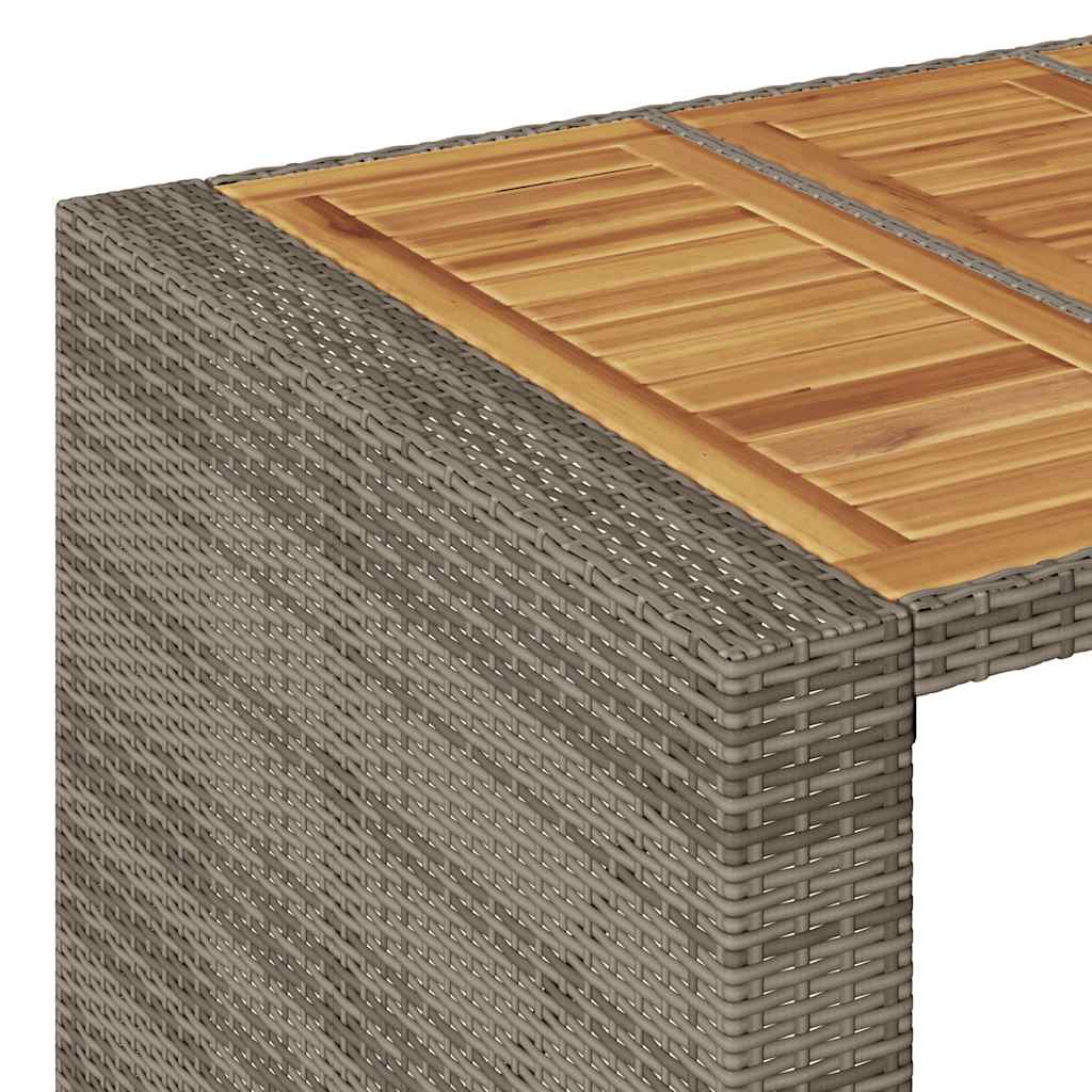 7-tlg. Gartenbar-Set ohne Kissen Grau Poly Rattan Akazie
