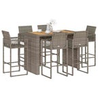 7-tlg. Gartenbar-Set ohne Kissen Grau Poly Rattan Akazie