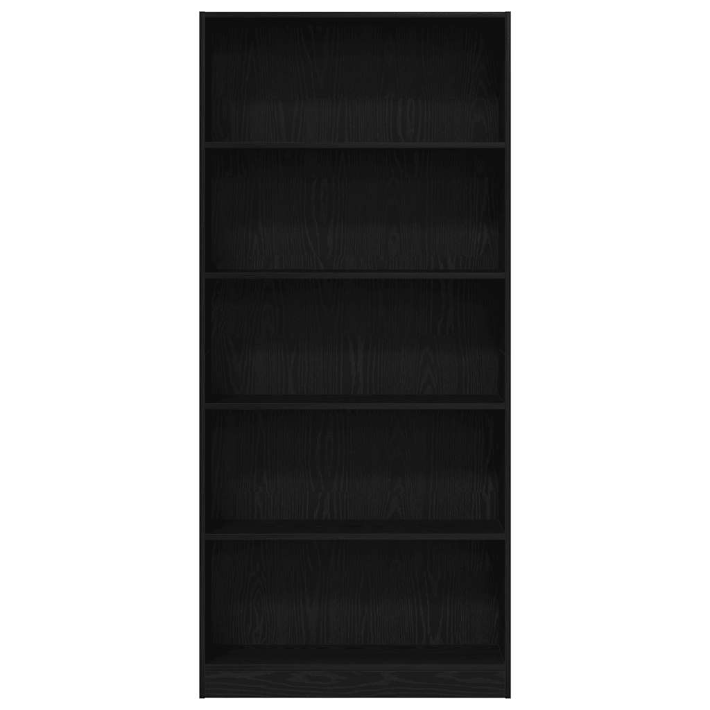 Bücherregal Schwarz Eichen-Optik 80x24x176 cm Holzwerkstoff
