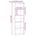 Bücherregal Schwarz Eichen-Optik 60x30x189 cm Holzwerkstoff