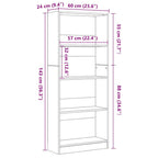 Bücherregal Schwarz Eichen-Optik 60 x 24 x 143 cm Holzwerkstoff