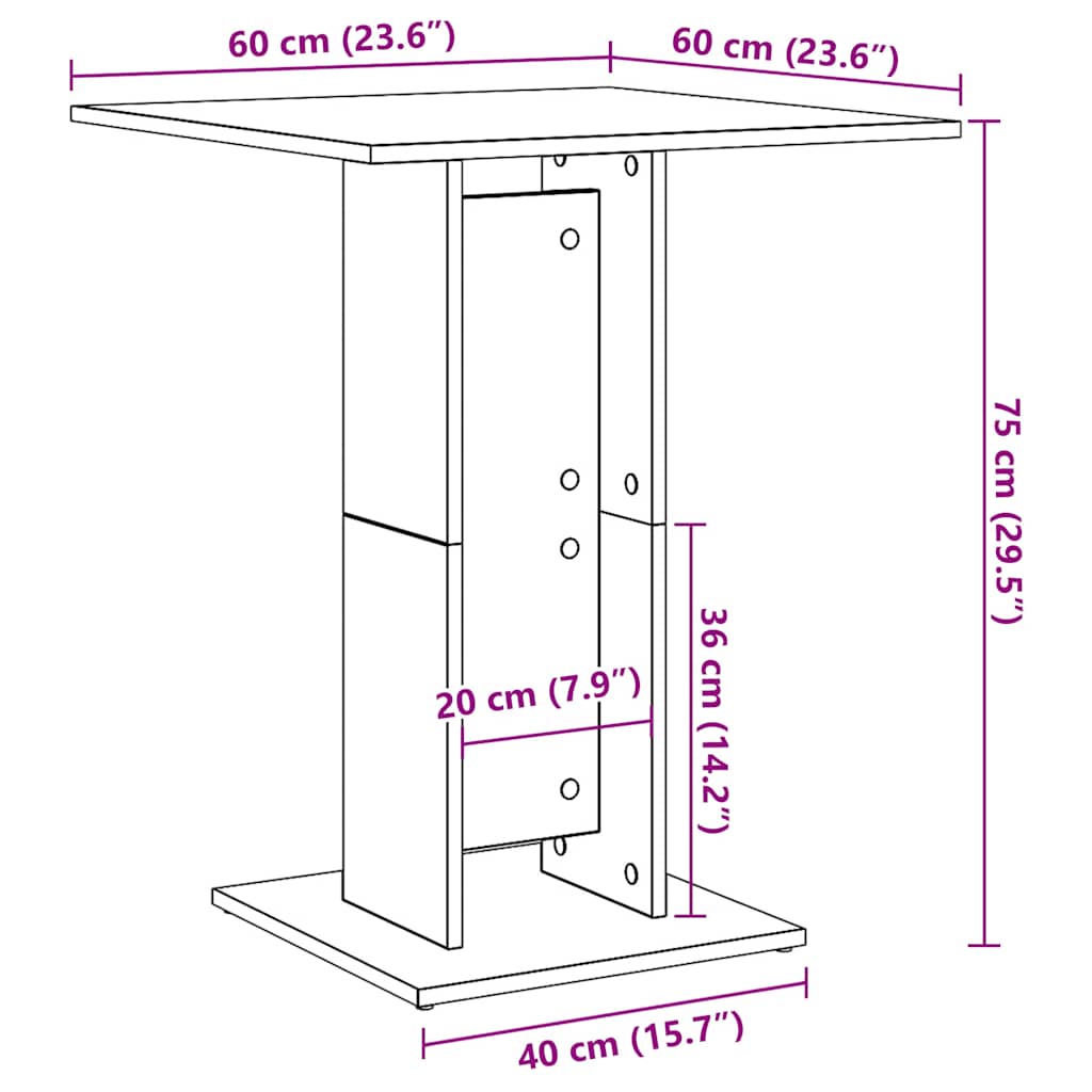 Bistrotisch Schwarze Eiche 60x60x75 cm Holzwerkstoff