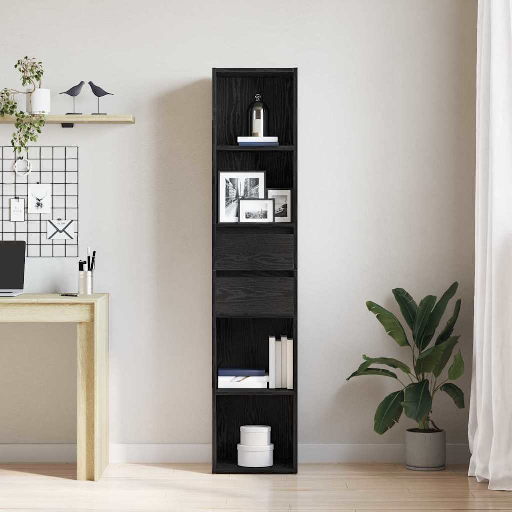 Bücherregal Schwarz Eichen-Optik 36 x 30 x 171 cm Holzwerkstoff