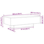 Couchtisch Schwarz Eichen-Optik 100 x 49,5 x 31 cm