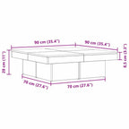 Couchtisch Schwarz Eichen-Optik 90 x 90 x 28 cm Holzwerkstoff