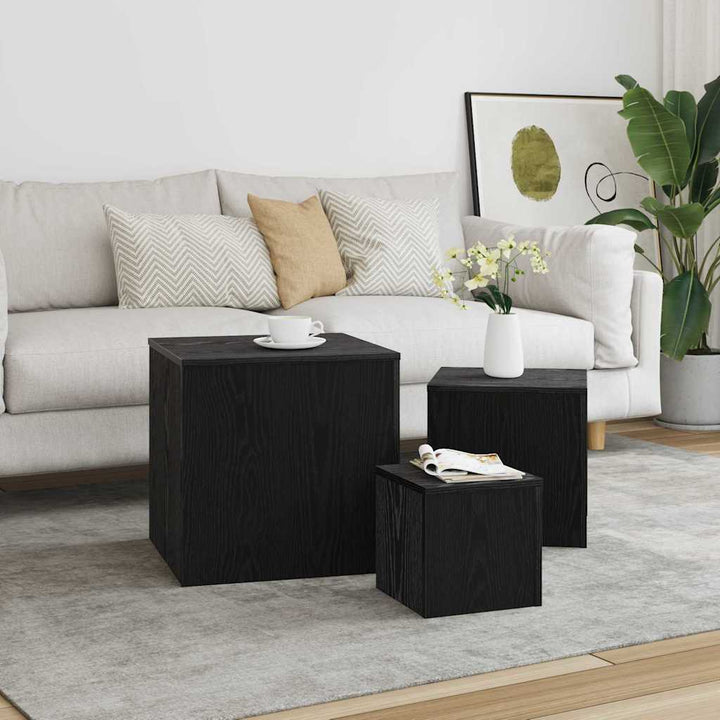 Nestingtisch 3 pcs Schwarze Eiche 45 x 45 x 45 cm Holzwerkstoff