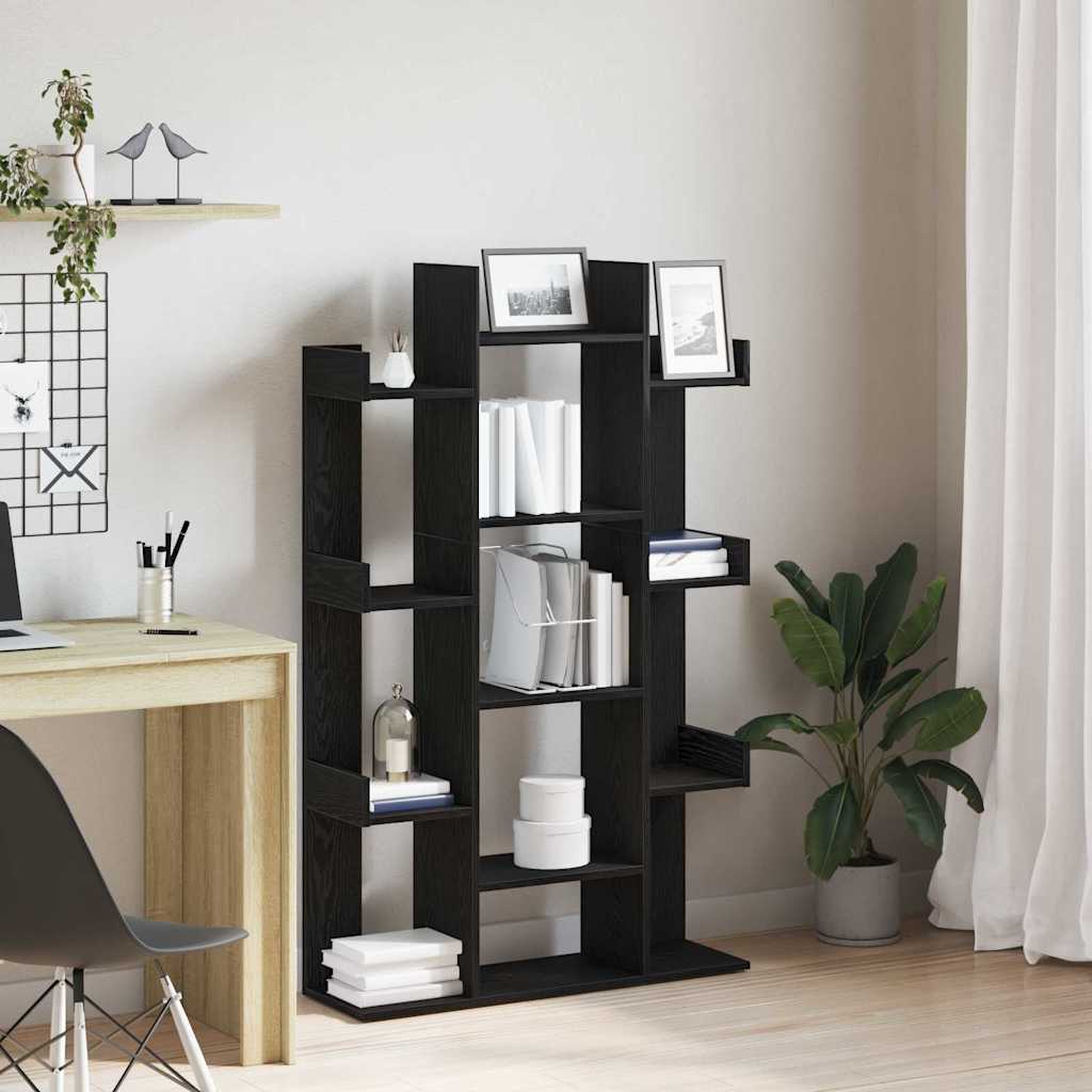 Bücherregal Schwarz Eichen-Optik 86 x 25,5 x 140 cm