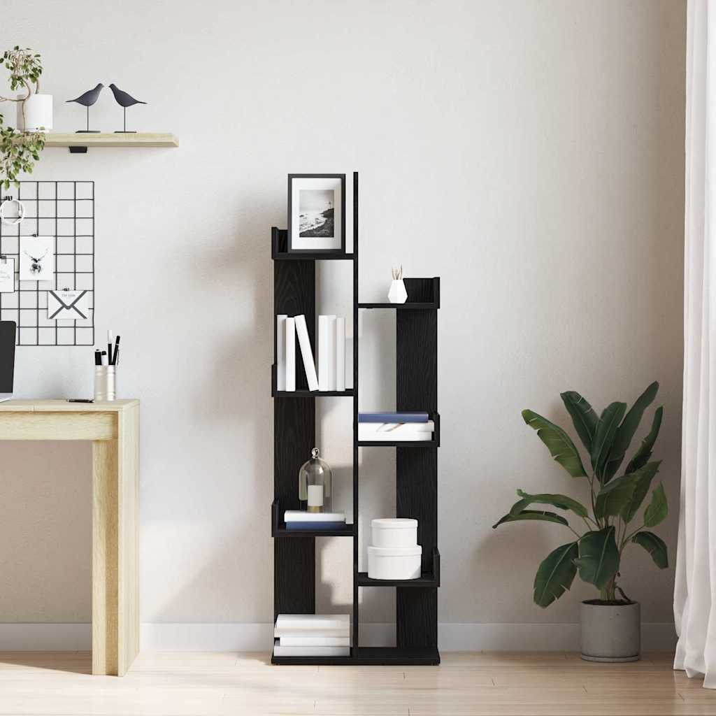 Bücherregal Schwarz Eichen-Optik 48 x 25,5 x 140 cm