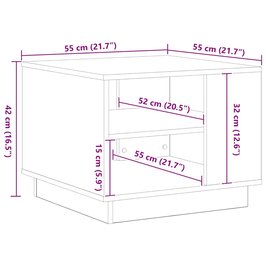 Couchtisch Schwarz Eichen-Optik 55 x 55 x 42 cm Holzwerkstoff
