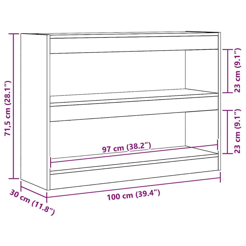 Bücherregal Altholz 100 x 30 x 72 cm Holzwerkstoff