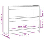 Bücherregal Schwarz Eichen-Optik 100 x 30 x 72 cm Holzwerkstoff