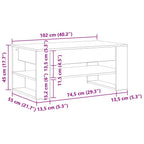 Couchtisch Altholz 102 x 55 x 45 cm Holzwerkstoff