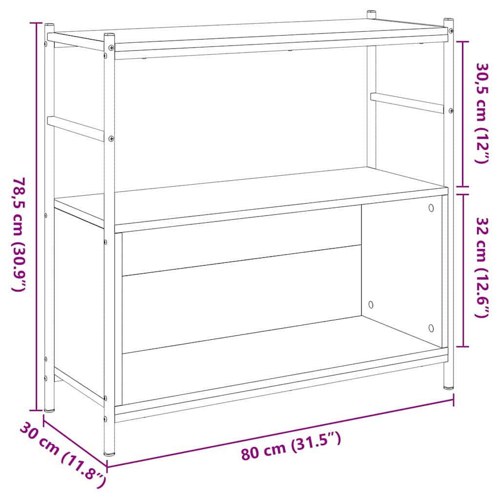 Bücherregal Artisan-Eiche 80 x 30 x 78,5 cm Holzwerkstoff